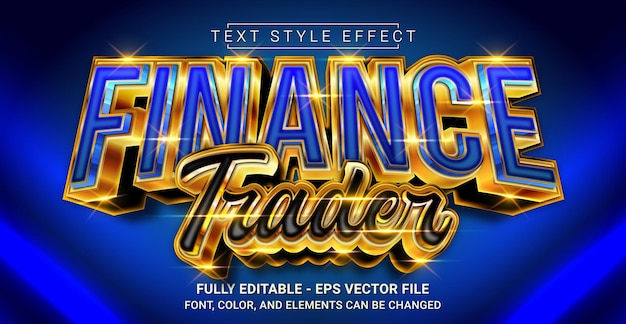 Vector finanzas trader efecto de estilo de texto modelo de texto gráfico editable