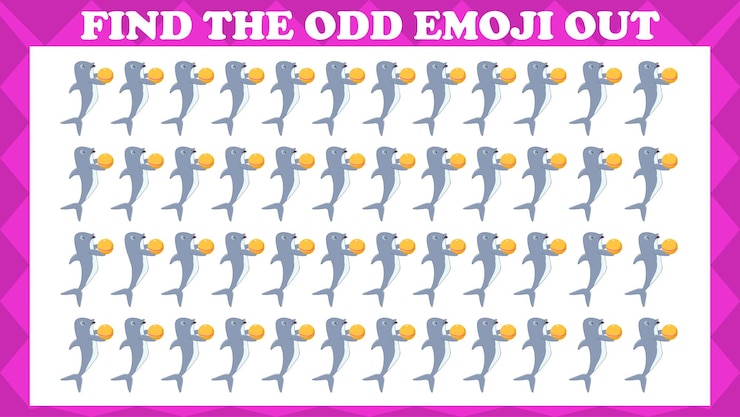 Vector find the odd emoji out, juego de rompecabezas de lógica visual. juego de actividades para niños.
