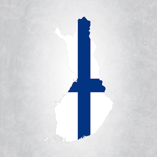 Vector finlandia mapa con bandera