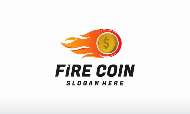 Fire coin gold logo diseños concepto vector fire money logo símbolo