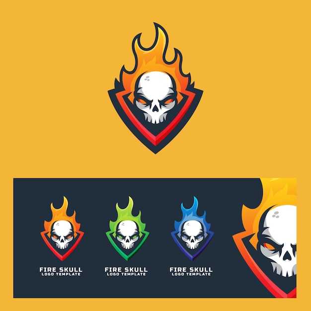 Fire Skull Logo plantilla deporte moderno