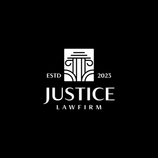 Firma de abogados Pilar Justicia Monoline Logo Plantilla Universal creativo símbolo premium Ilustración vectorial Plantilla de diseño minimalista creativo