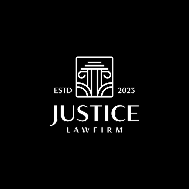 Firma de abogados Pilar Justicia Monoline Logo Plantilla Universal creativo símbolo premium Ilustración vectorial Plantilla de diseño minimalista creativo