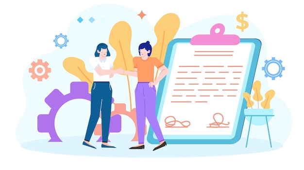 Firma de contratos y acuerdos con el cliente