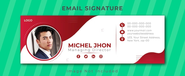 Vector firma de correo electrónico o pie de página de correo electrónico para una identidad moderna