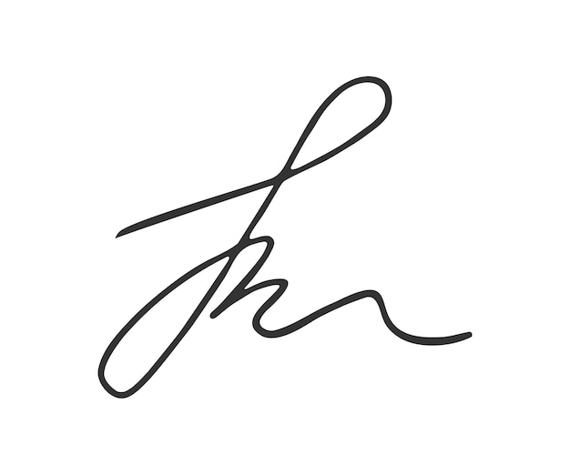 Firma falsa universal abstracta para documentos y contratos aislados sobre un fondo blanco