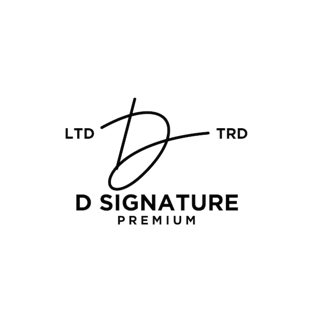 Firma letra D diseño de logotipo de escritura a mano