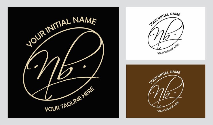 Firma del logotipo Nb N b escritura a mano inicial Nb plantilla de escritura a mano inicial vector letras a mano