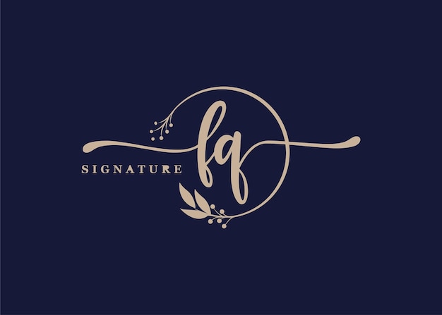firma de oro de lujo diseño inicial del logotipo hoja y flor aisladas