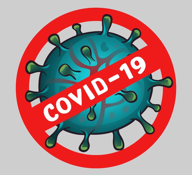Firme el virus de precaución con el texto covid 19