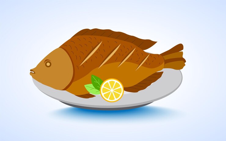 Vector fish fry vector ilustración de dibujos animados de un paquete de comida rápida o diseño único