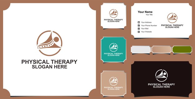 Fisioterapia logo vector icono ilustración colección y tarjeta de visita