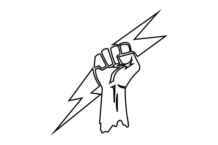 Vector fist vector diseña como emblemas de solidaridad en los derechos humanos la protesta del icono del puño de los derechos humanos