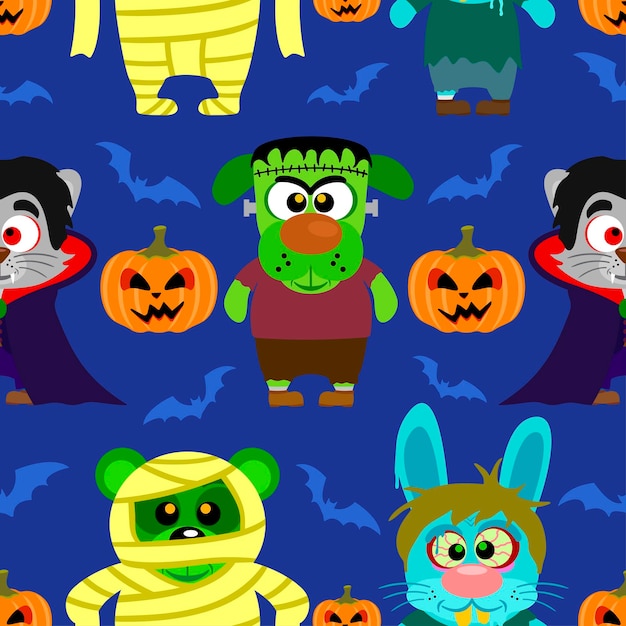 Sin fisuras con animal en traje de Halloween Fondo de Halloween