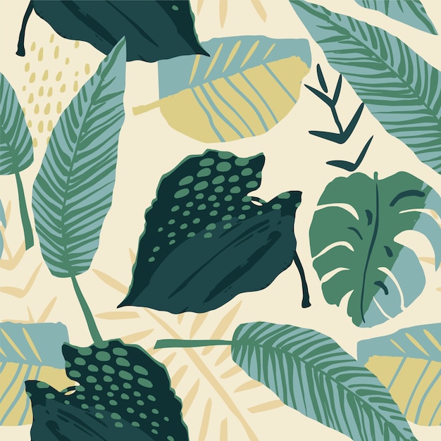 Sin fisuras patrón abstracto con plantas tropicales
