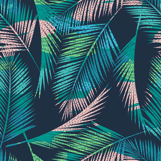 Sin fisuras patrón exótico con plantas tropicales.