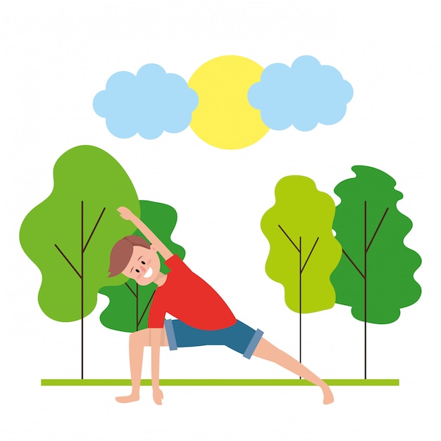 Fit hombre practicando yoga