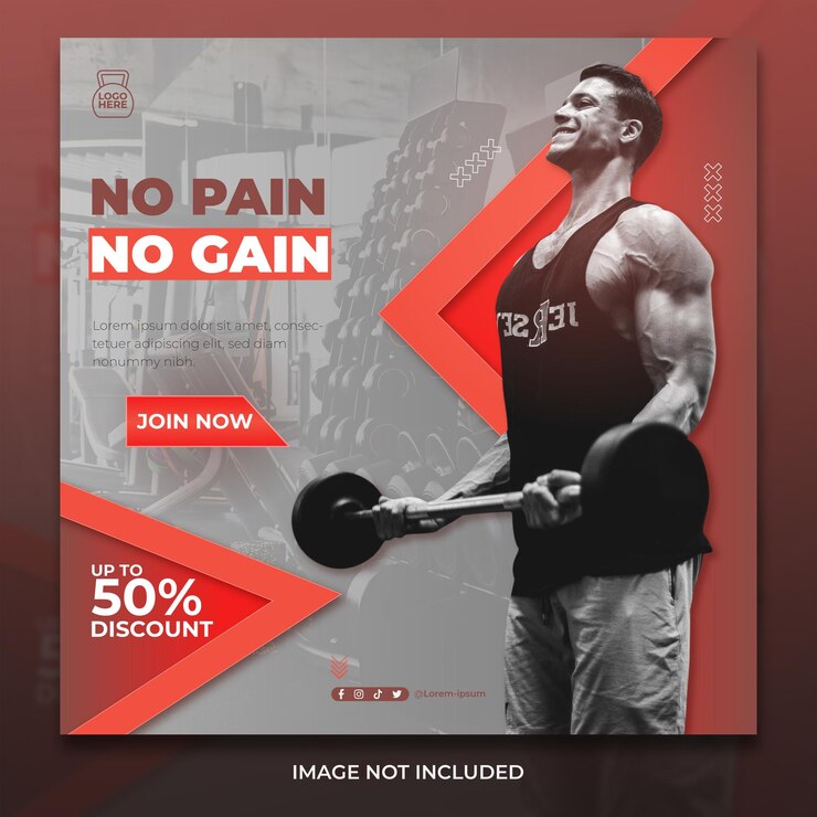 Fit Lifestyle Gym Fitness Plantilla de publicación en redes sociales