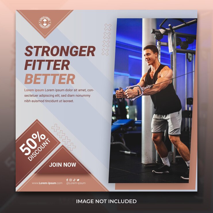 Fit Lifestyle Gym Fitness Plantilla de publicación en redes sociales