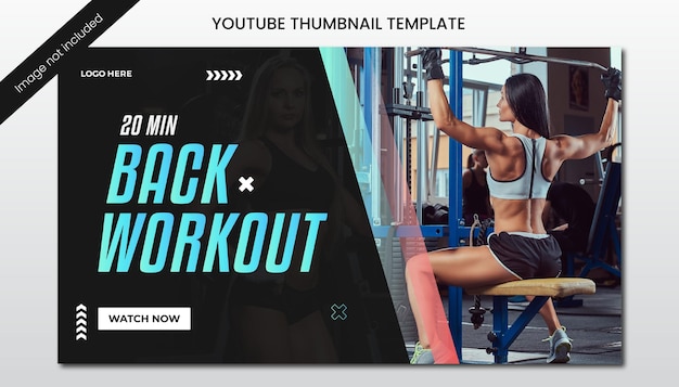 Vector fitness abstracto plano, miniatura de youtube de gimnasio