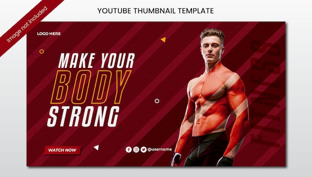 Fitness abstracto plano, miniatura de youtube de gimnasio