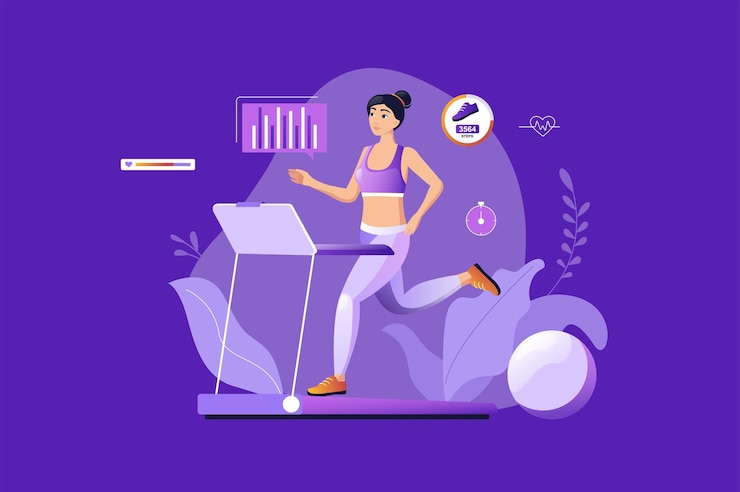 Vector fitness en el concepto de gimnasio con ilustración de vector de escena de personas
