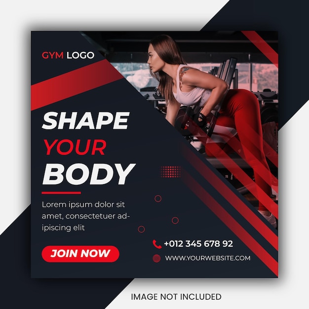 Vector fitness corporal diseño de redes sociales promoción de publicación de instagram