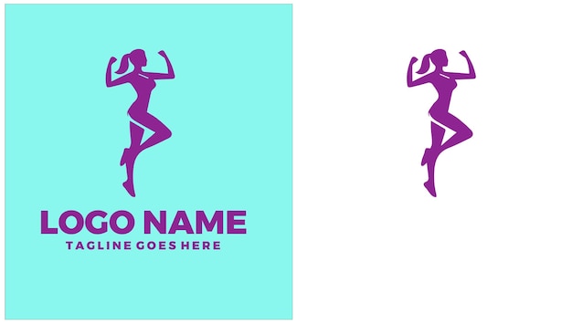 Fitness femenino Fitness femenino Entrenamiento de salud femenino Programas de ejercicio femenino Ilustración de diseño de logotipo único