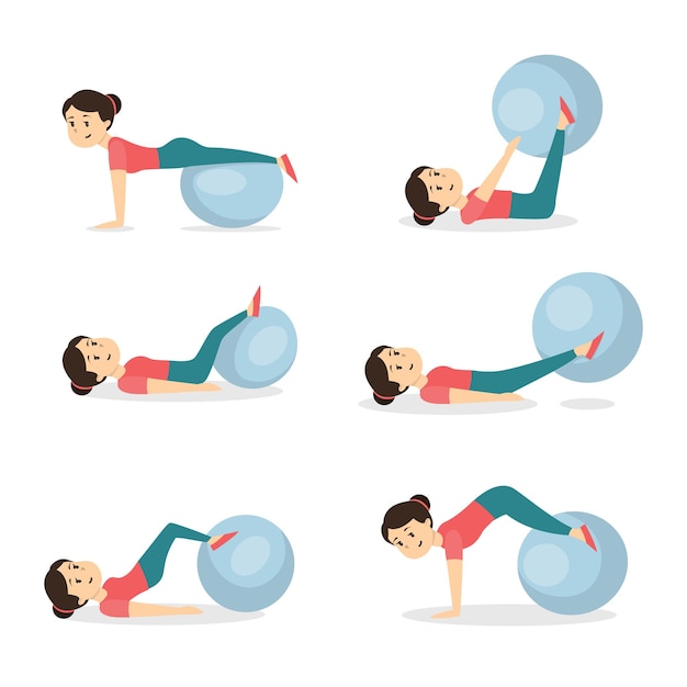 Fitness con fitball Mujer haciendo ejercicios con pelota