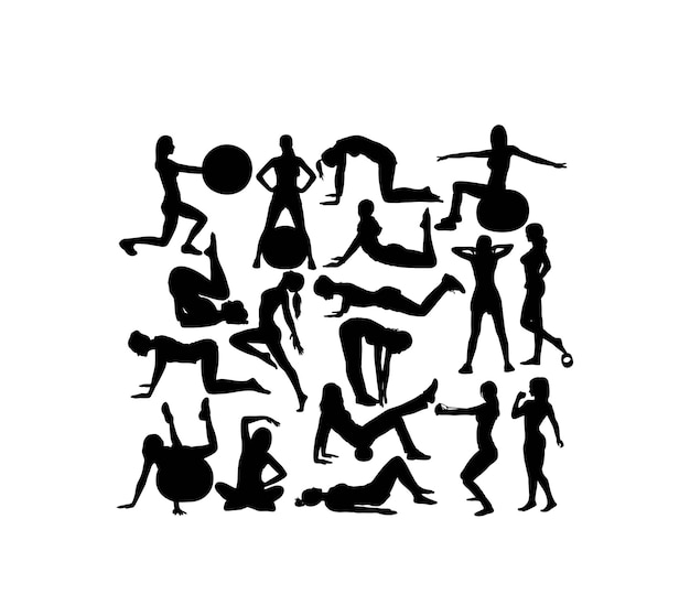 Fitness y gimnasio actividad siluetas arte diseño vectorial