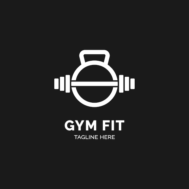 Fitness gym barbell dumbbell logo diseño icono vector