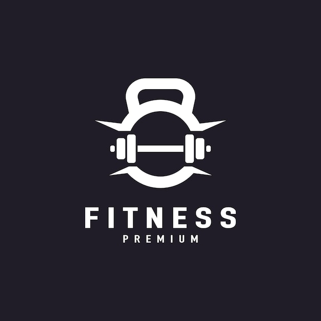 Fitness Gym Barbell Dumbbell Logo Diseño Inspiración