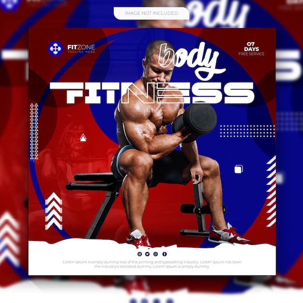 Vector fitness gym body social media poster o banner vector de plantilla de diseño creativo