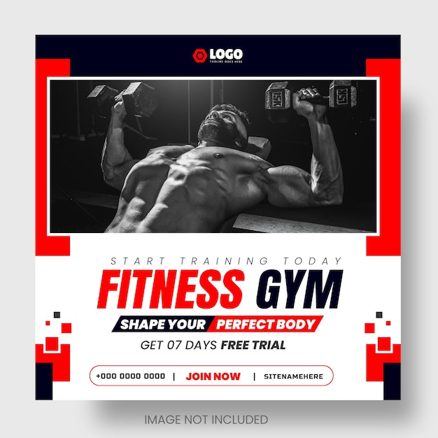 Fitness gym o gym and fitness social media y instagram o facebook post amp diseño de banner web