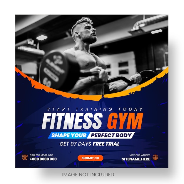 Fitness gym o Gym and fitness social media y Instagram o Facebook post amp diseño de banner web