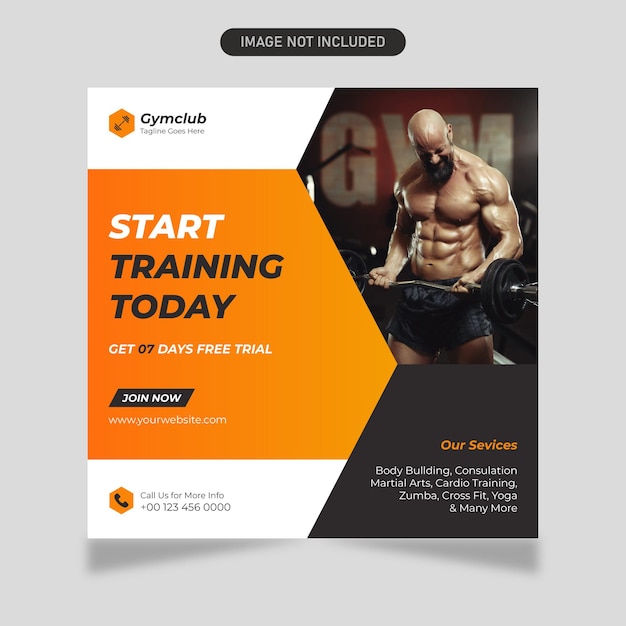 Fitness Gym Social Media Post Design Template amp Web Banner