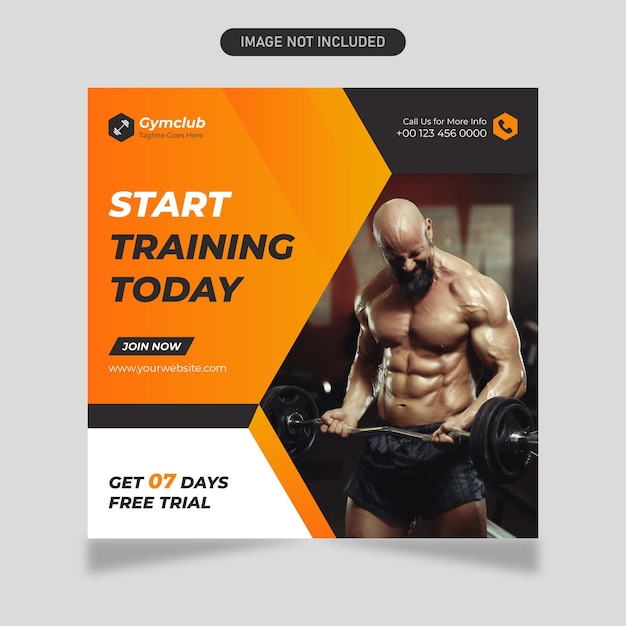 Fitness Gym Social Media Post Design Template amp Web Banner