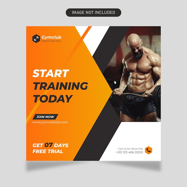 Fitness Gym Social Media Post Design Template amp Web Banner