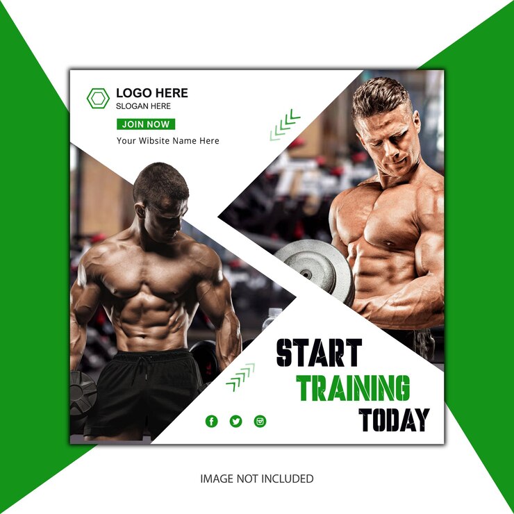 Fitness Gym Social Media Post Design Template amp Web Banner