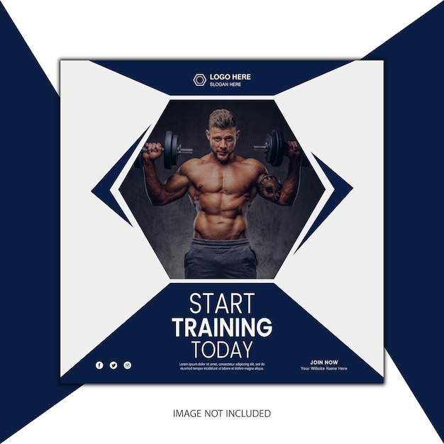 Fitness Gym Social Media Post Design Template amp Web Banner