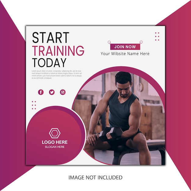 Fitness Gym Social Media Post Design Template amp Web Banner