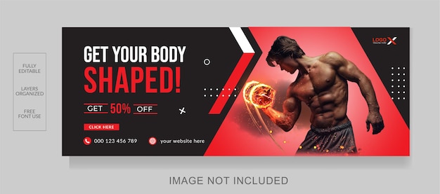 Fitness gym training portada de facebook y banner web Plantilla de diseño