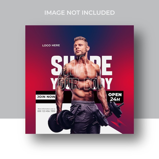 Fitness instagram gimnasio diseño de publicaciones en las redes sociales