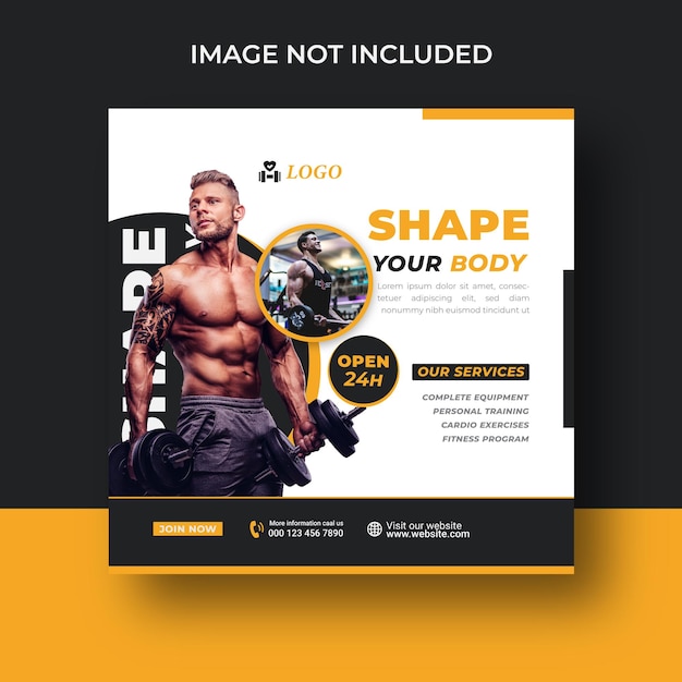 Fitness instagram gimnasio diseño de publicaciones en las redes sociales