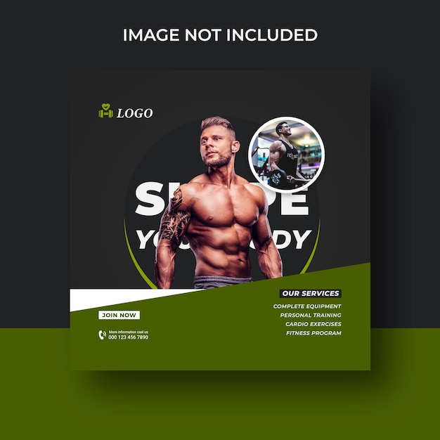 Fitness instagram gimnasio diseño de publicaciones en las redes sociales