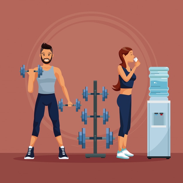 Fitness par entrenando en el gimnasio