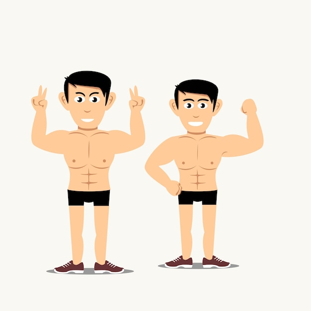 Fitness personas gimnasio deportivo club vector iconos atleta carácter