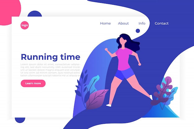Fitness, plantilla de página de destino de estilo de vida saludable. Perder peso concepto. para sitio web y sitio web móvil
