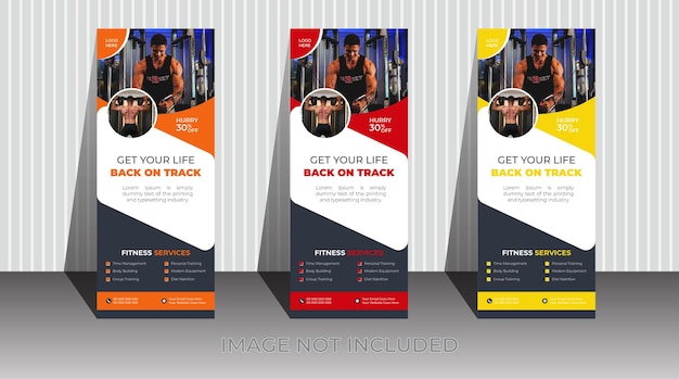 Vector fitness roll up banner