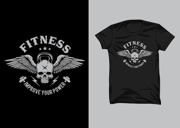 Fitness skull kettlebell para diseño de camiseta